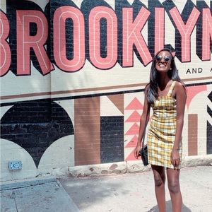 Yellow plaid H&M mini dress